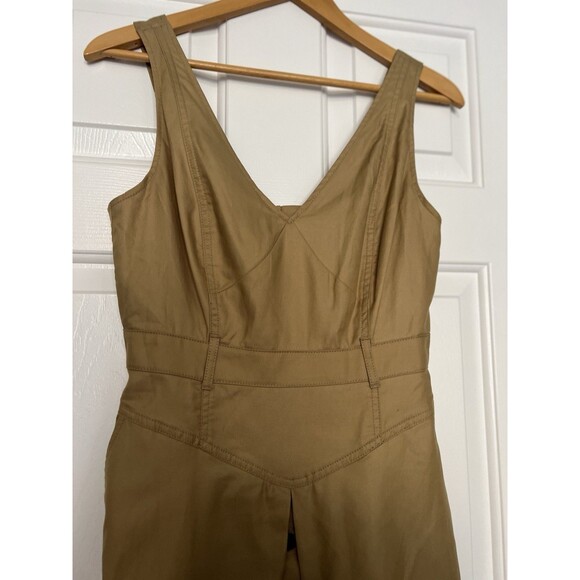 Banana Republic Drop Waist Midi Dress Brown Button Size 4P - Picture 7 of 13